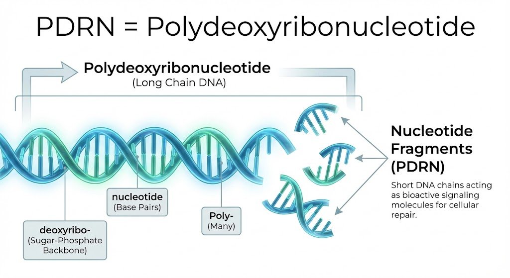 Diagram explaining what PDRN polydeoxyribonucleotide is